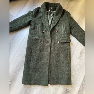 Topshop Women's Olive Green Double-Breasted Coat size S 4-6
